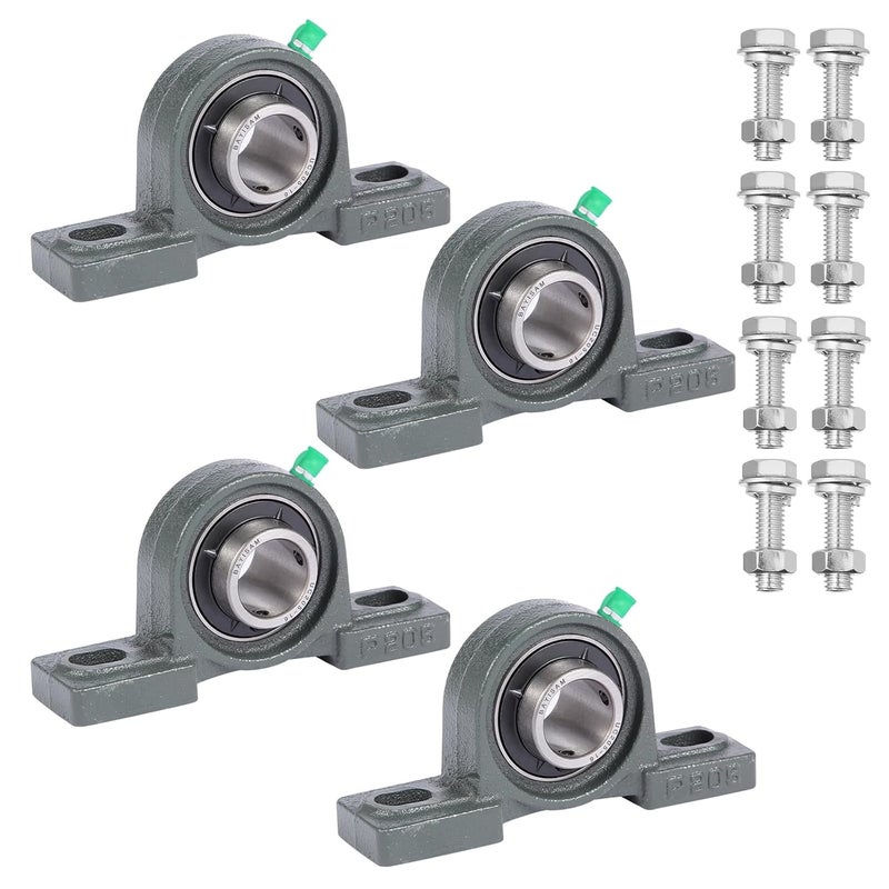bayisam 4 Pack UCP205-16 Mounted Pillow Block Ball Bearing,Bearing Steel Bearings 1" Bore with 8 Sets for Installing Bolts and Nuts - Image 1
